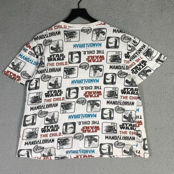 Star Wars Mandalorian The Child Graphic Tee Shirt All Over Print Unisex XL White - Picture 4 of 6